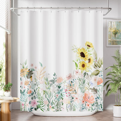 AmazerBath Shower Curtain, Washable Cloth Black Shower Curtain Sets with 12 Shower Curtain Hooks, Fabric Rustic Black and White Striped Curtain, Farmhouse Bathroom Curtains, 72x72 Inches