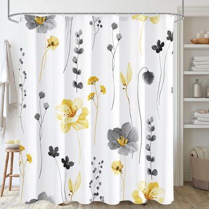 Gibelle Sage Green Beige Watercolor Floral Fabric Shower Curtain 72x72