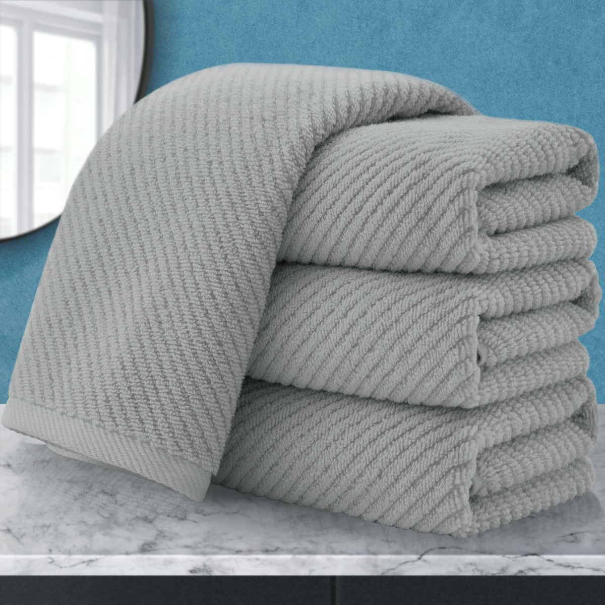 VOOVA & MOVAS 6PC Towel Set, 100% Cotton, Aqua Teal
