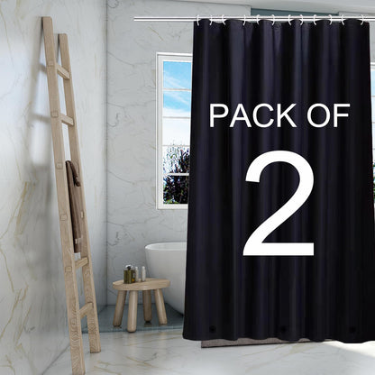 TIKABC Black Shower Curtain Liner, 4G PEVA Shower Liner, Plastic Waterproof Shower Curtains, 72x72 inch with Grommet Holes 3 Magnetic Weights(Black)