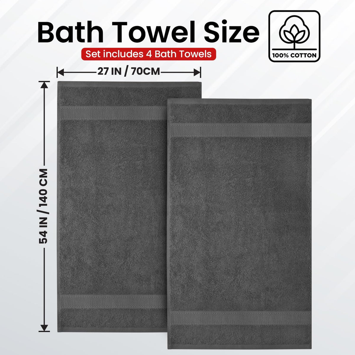 Infinitee Xclusives 100% Ring-Spun Cotton Bath Towels for Bathroom - Pack 4