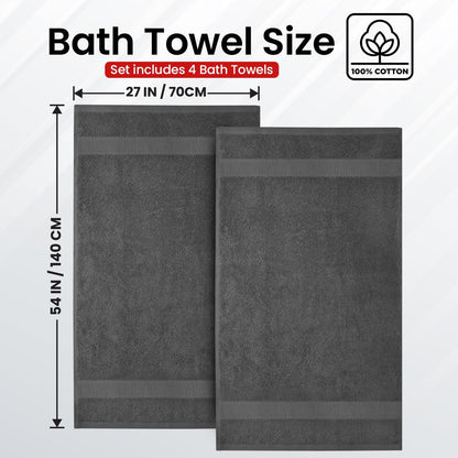 Infinitee Xclusives 100% Ring-Spun Cotton Bath Towels for Bathroom - Pack 4