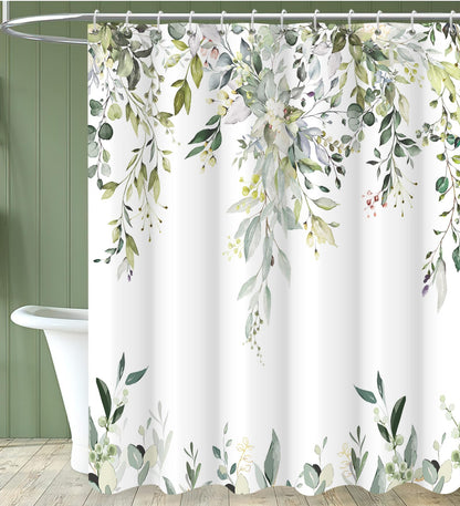 Boho Mid Century Shower Curtain, Modern Abstract with Hooks 72x72