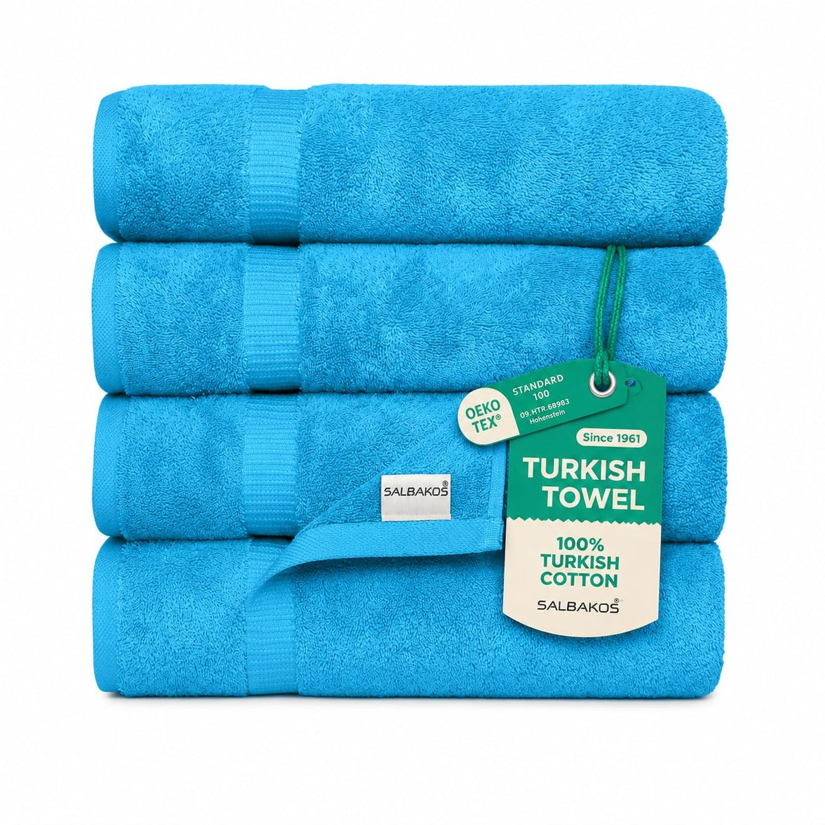 SALBAKOS 4-Piece 100% Turkish Cotton Bath Towels, 27x54 inch, White