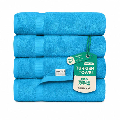 SALBAKOS 4-Piece 100% Turkish Cotton Bath Towels, 27x54 inch, White