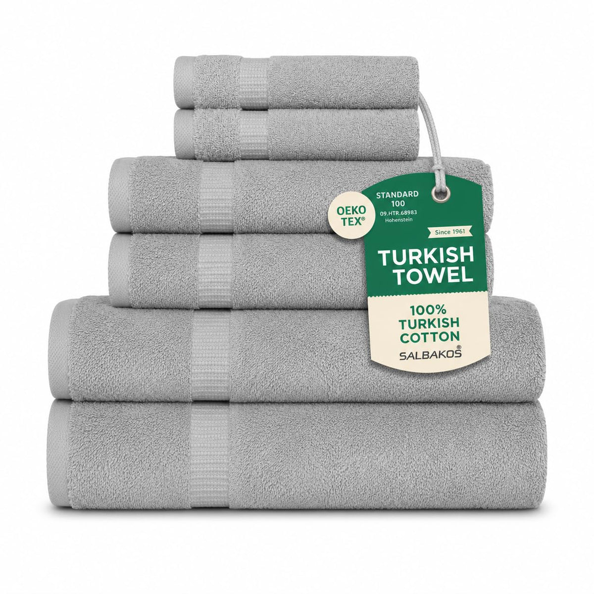 SALBAKOS 4-Piece 100% Turkish Cotton Bath Towels, 27x54 inch, White