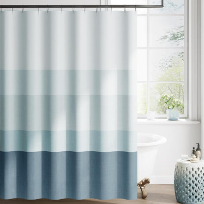 jinchan Ombre Ocean Blue Shower Curtain for Bathroom 70x72 Inch 12 Hooks