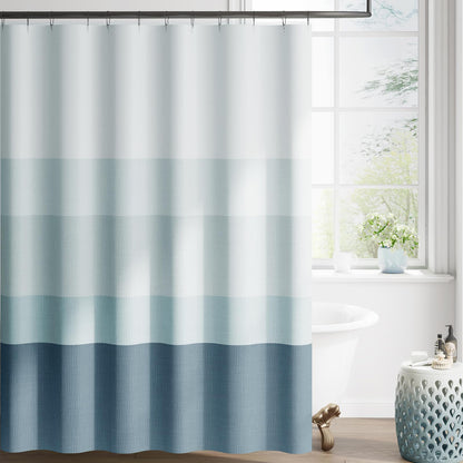 jinchan Ombre Ocean Blue Shower Curtain for Bathroom 70x72 Inch 12 Hooks