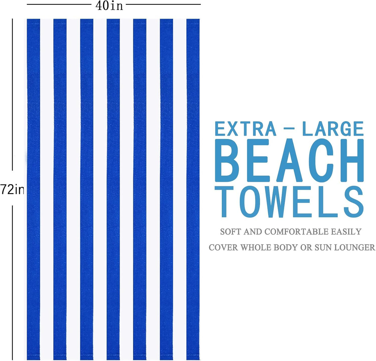 Genovega 6 Packs Oversized 72x40 Inch Stripe Beach Towel Thin Terry Set XL Big Extra Large Accessories Essentials Soft Clearance Super Pool Travel Bath Swim Camping Towels Bulk Men Women Adults Gift