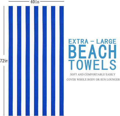 Genovega 6 Packs Oversized 72x40 Inch Stripe Beach Towel Thin Terry Set XL Big Extra Large Accessories Essentials Soft Clearance Super Pool Travel Bath Swim Camping Towels Bulk Men Women Adults Gift