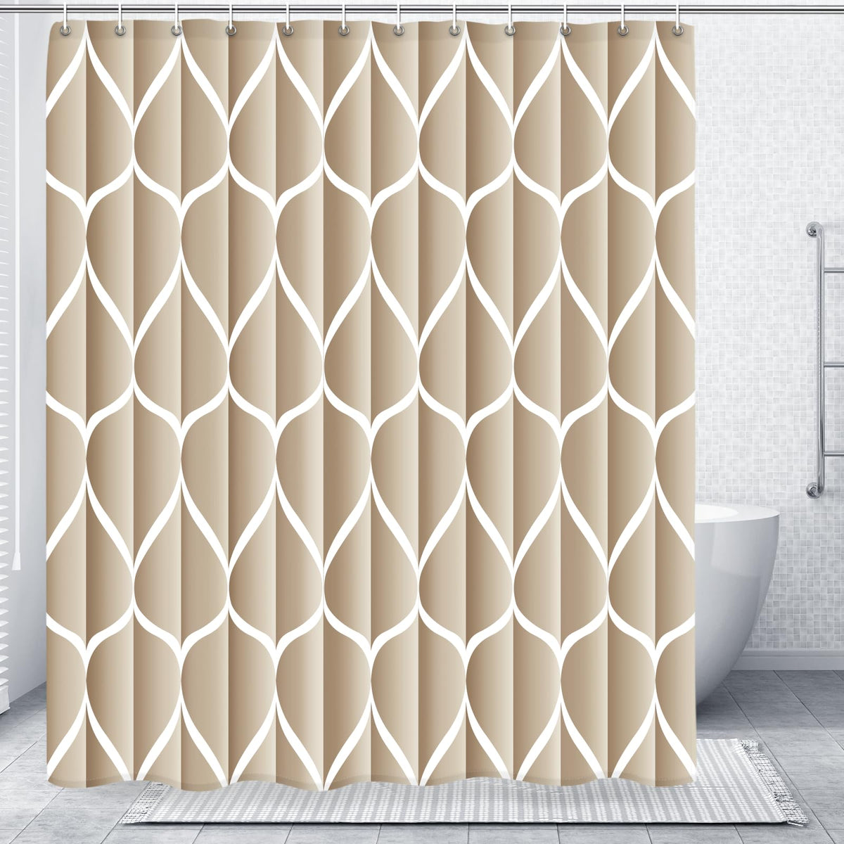 Gelbchu Grey Blend Geometric Shower Curtain for Bathroom, 72x72 Inch