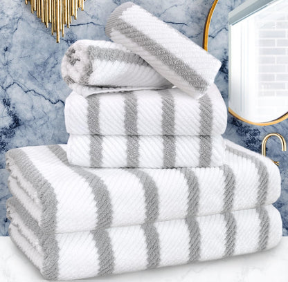 VOOVA & MOVAS 6PC Towel Set, 100% Cotton, Aqua Teal