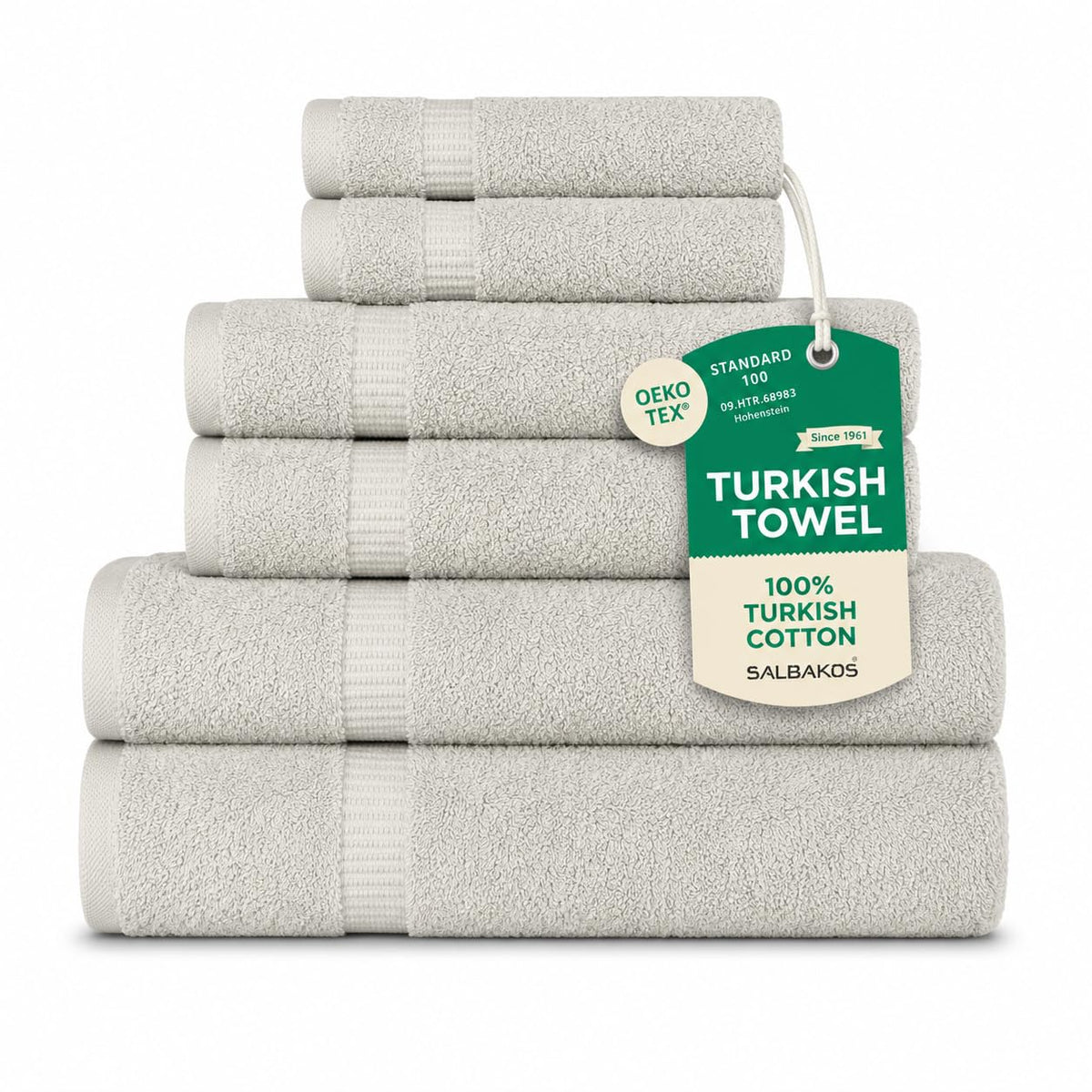 SALBAKOS 4-Piece 100% Turkish Cotton Bath Towels, 27x54 inch, White