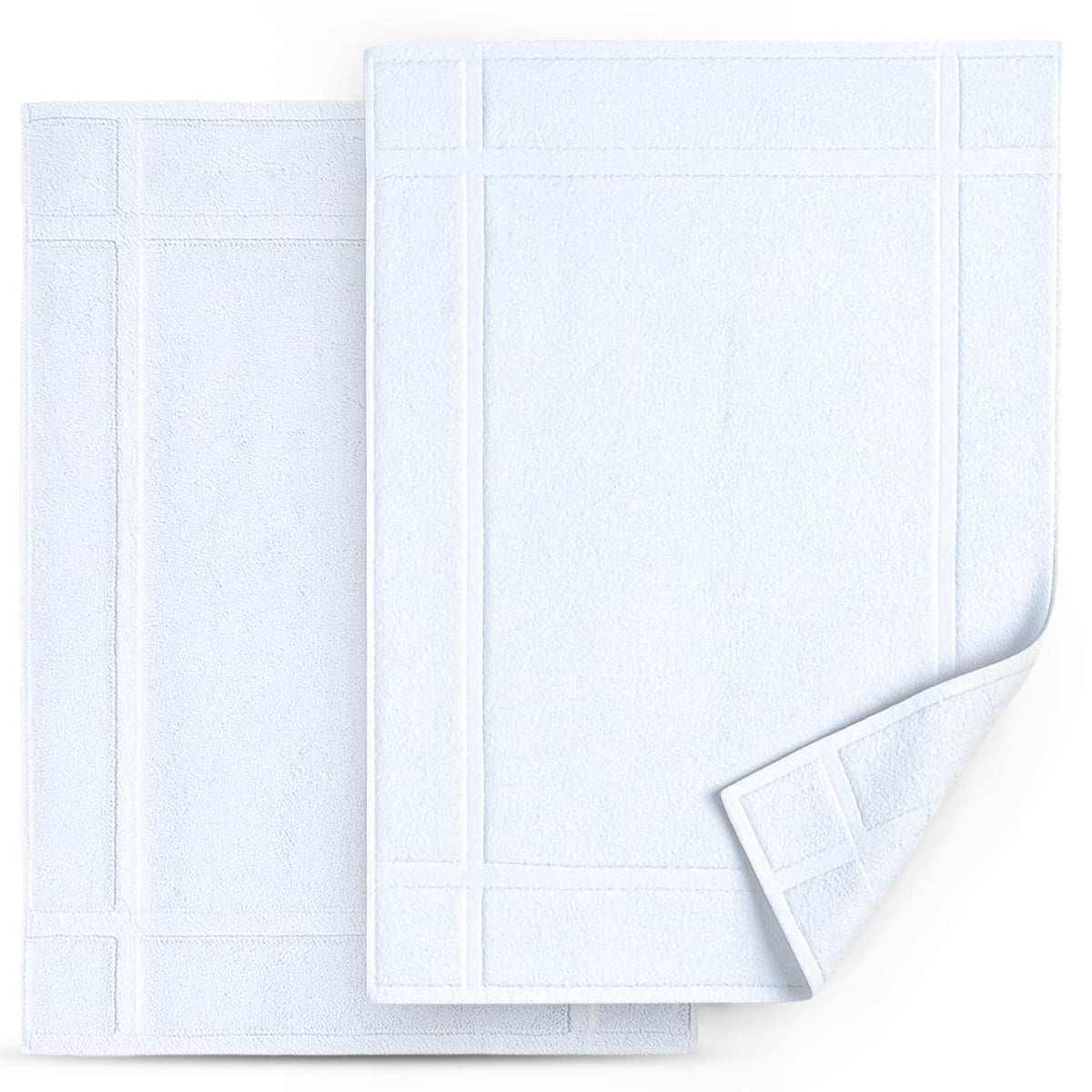 Pearl Linens 6 Pack Cotton Bath Mats for Bathroom, 20" X 30", White