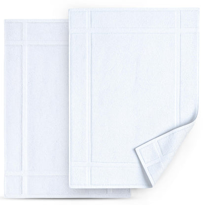 Pearl Linens 6 Pack Cotton Bath Mats for Bathroom, 20" X 30", White