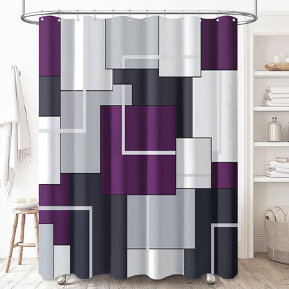 BTTN Navy Blue Modern Geometric Waterproof Fabric Shower Curtain, 72x72
