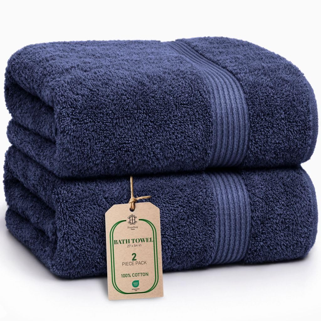 Luxe 2-Piece Bath Towel Set – Large Soft Cotton Towels, Absorbent, Durable & Skin-Friendly, Machine Washable, 27 x 54 in (Sand)