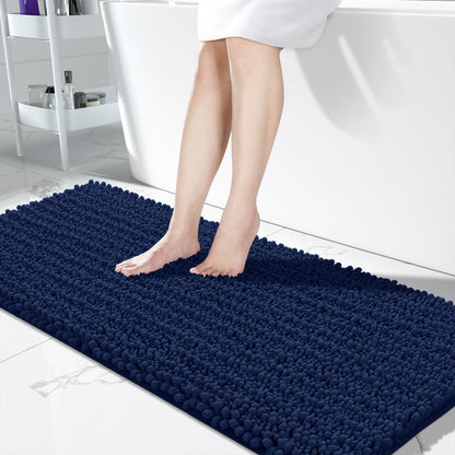 Yimobra Bathroom Rugs Non-Slip Washable – Extra Soft & Absorbent Chenille Bath Mat, Quick-Dry Plush Shaggy Floor & Vanity Bath Rugs for Tub & Shower, Modern Home Decor Accessories, 24 x 17, Grey
