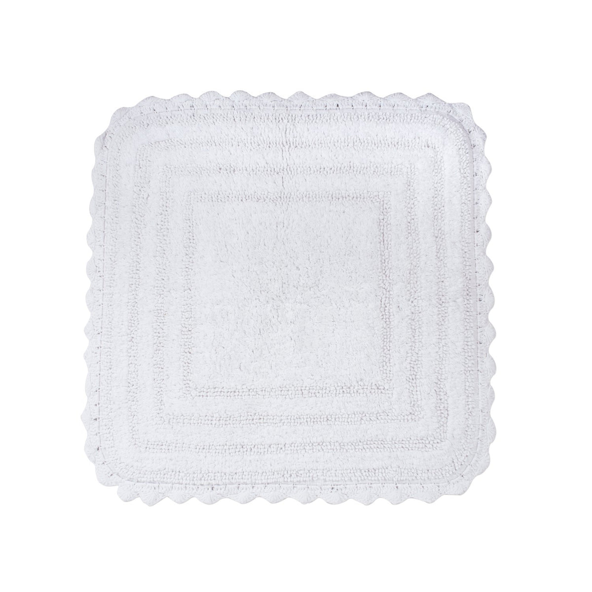DII Crochet Collection Reversible Bath Mat, Small Oval, 17x24, White