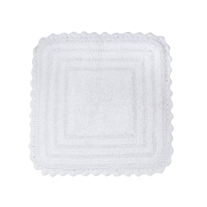 DII Crochet Collection Reversible Bath Mat, Small Oval, 17x24, White