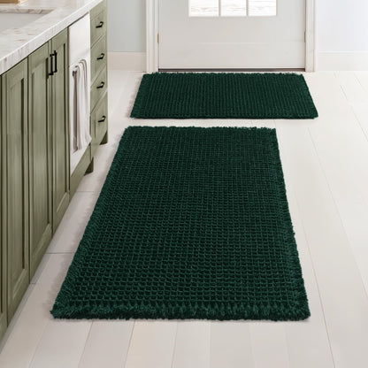 MIULEE Set of 2 Waffle Bathroom Rugs Boho Bath Mat Brown 18x30 Inch