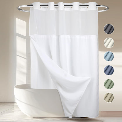 River Dream Waffle No Hook Shower Curtain with Liner,Navy Blue,71x74
