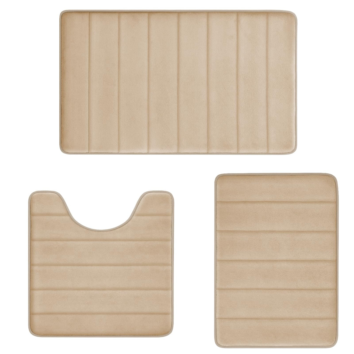 Bathroom Rugs Set Memory Foam Bath Rugs Non-Slip Bath Mat Set 3 Piece,Washable Bathroom Mats,Absorbent Shaggy Rugs Super Soft U-Shaped Toilet Rug,Bahroom Carpets for Bathroom,Tub,Shower（Black）