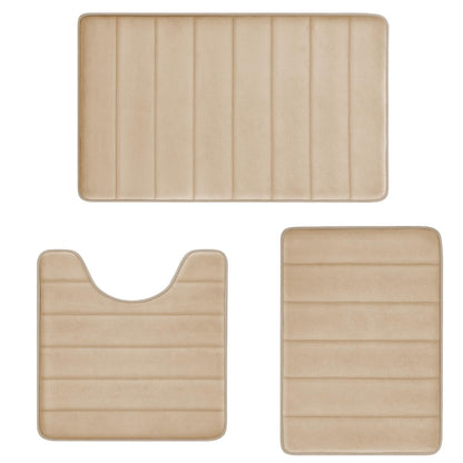 Bathroom Rugs Set Memory Foam Bath Rugs Non-Slip Bath Mat Set 3 Piece,Washable Bathroom Mats,Absorbent Shaggy Rugs Super Soft U-Shaped Toilet Rug,Bahroom Carpets for Bathroom,Tub,Shower（Black）