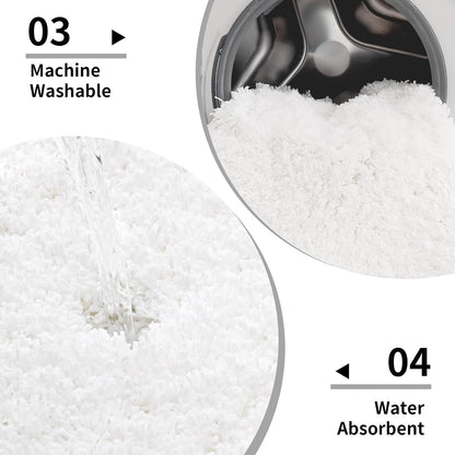 Disolla White Bathroom Rugs 17x24, Microfiber Non-Slip Plush Small Bath Mat