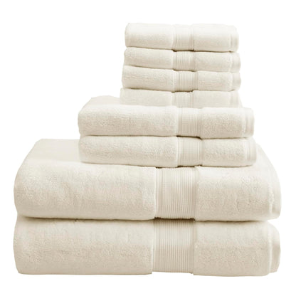 Madison Park 800GSM 100% Cotton Bathroom Bath Towel Set of 8, Natural