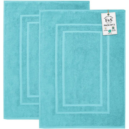 Feather & Stitch 100% Cotton Bath Mats 2 Piece 30x21 Inches, Grey