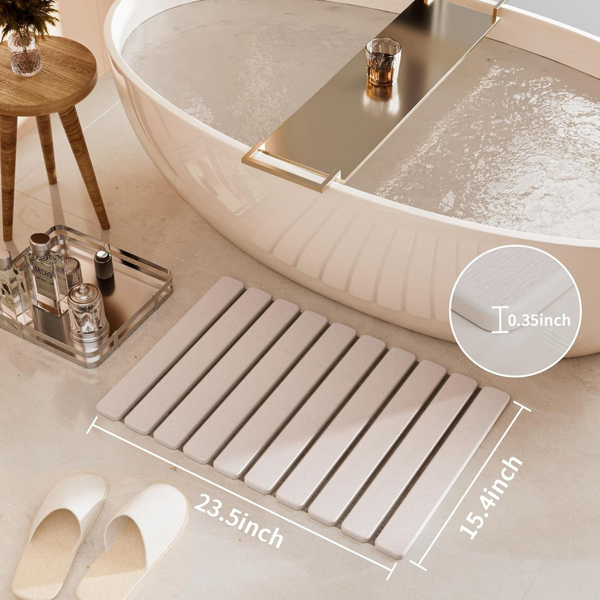 Foldable Stone Bath Mat, Diatomaceous Earth Stone Drying Mats for Bathroom