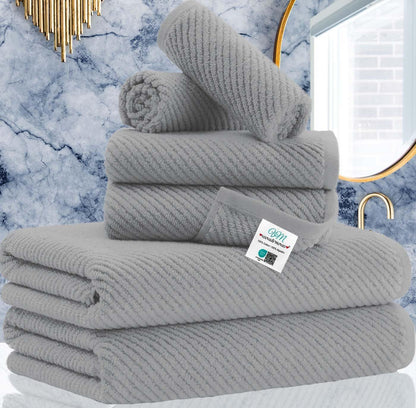 VOOVA & MOVAS 6PC Towel Set, 100% Cotton, Aqua Teal