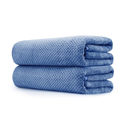 MaopaoBeauty 2 Pack Bath Towel Set 35" x 70", Extra Large Waffle Bath Towel Set, Microfiber Super Soft Highly Absorbent, Sturdy Quick Drying Towels for Bathroom, Gym, Sports, Yoga (2PCS Light Blue)