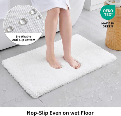 Disolla White Bathroom Rugs 17x24, Microfiber Non-Slip Plush Small Bath Mat