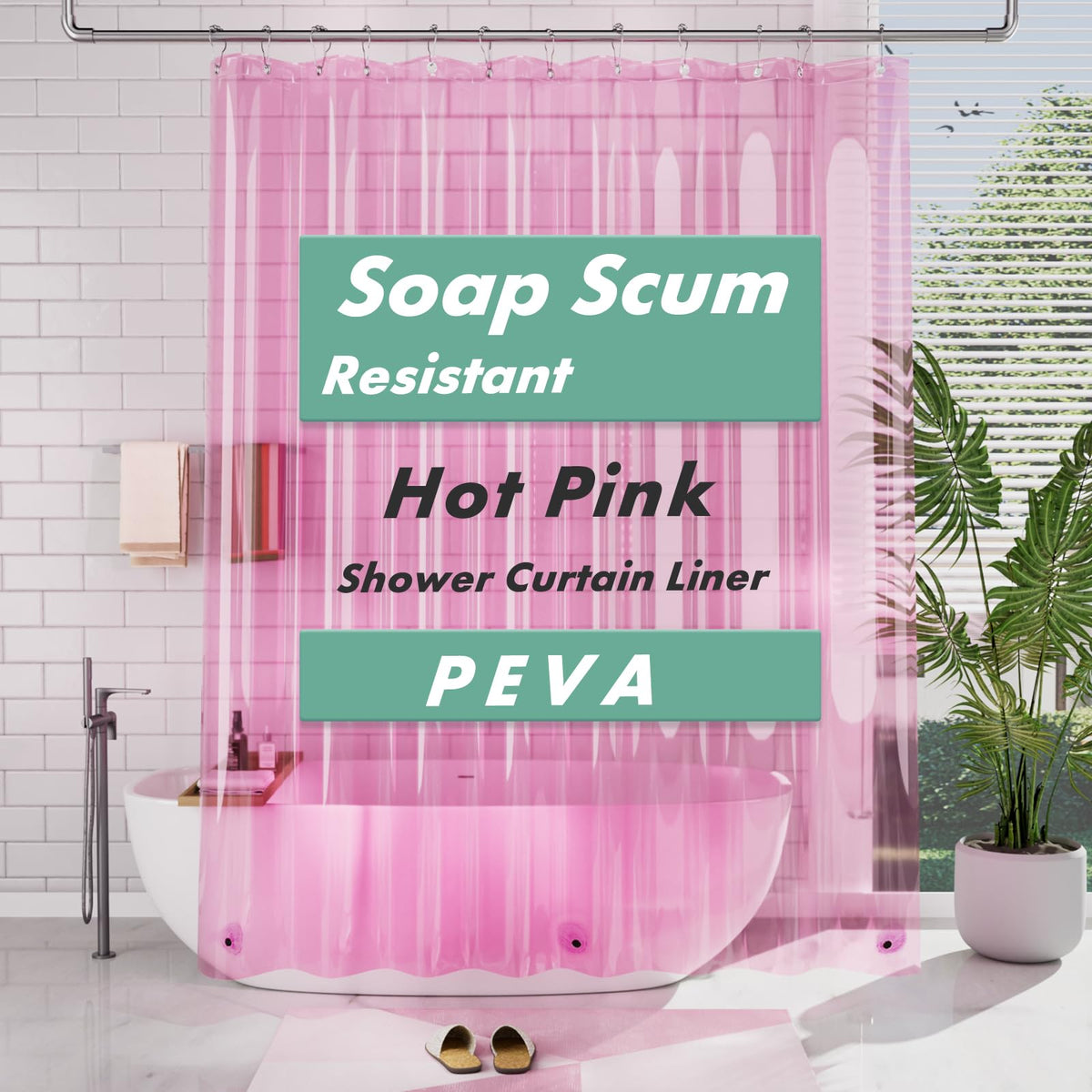 AmazerBath Shower Curtain Liner, 72x72 Clear Shower Curtain Liner, Waterproof Plastic Shower Liner, Cute Lightweight PEVA Shower Curtain for Bathroom with 3 Magnets and 12 Rustproof Metal Grommets