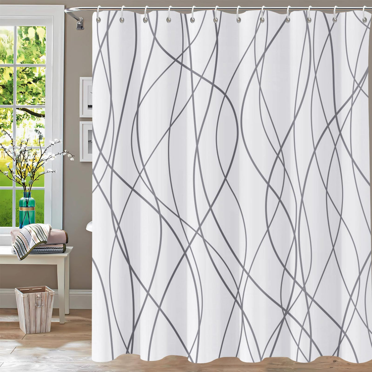 Shower Curtain Blue Eucalyptus Shower Curtains for Bathroom, Watercolor Leaf Shower Curtain Sets Waterproof Plant Shower Curtain Leaves Fabric Cloth Bathroom Curtains 72x72 inch with Hooks