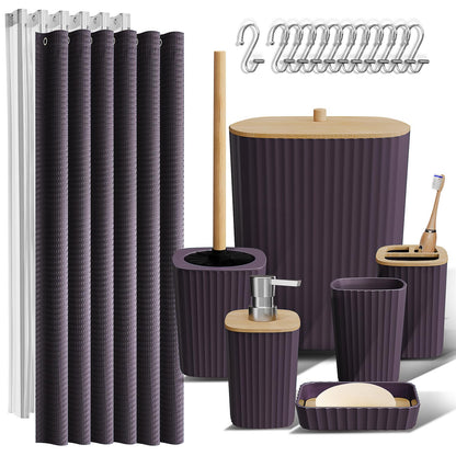 Clara Clark Black Bathroom Set, Shower Curtain Set, Bathroom Accessory Set
