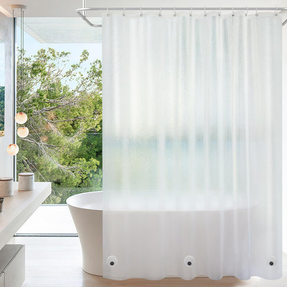 TIKABC Black Shower Curtain Liner, 4G PEVA Shower Liner, Plastic Waterproof Shower Curtains, 72x72 inch with Grommet Holes 3 Magnetic Weights(Black)