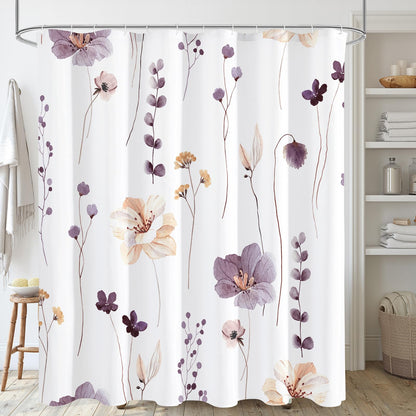 Gibelle Sage Green Beige Watercolor Floral Fabric Shower Curtain 72x72