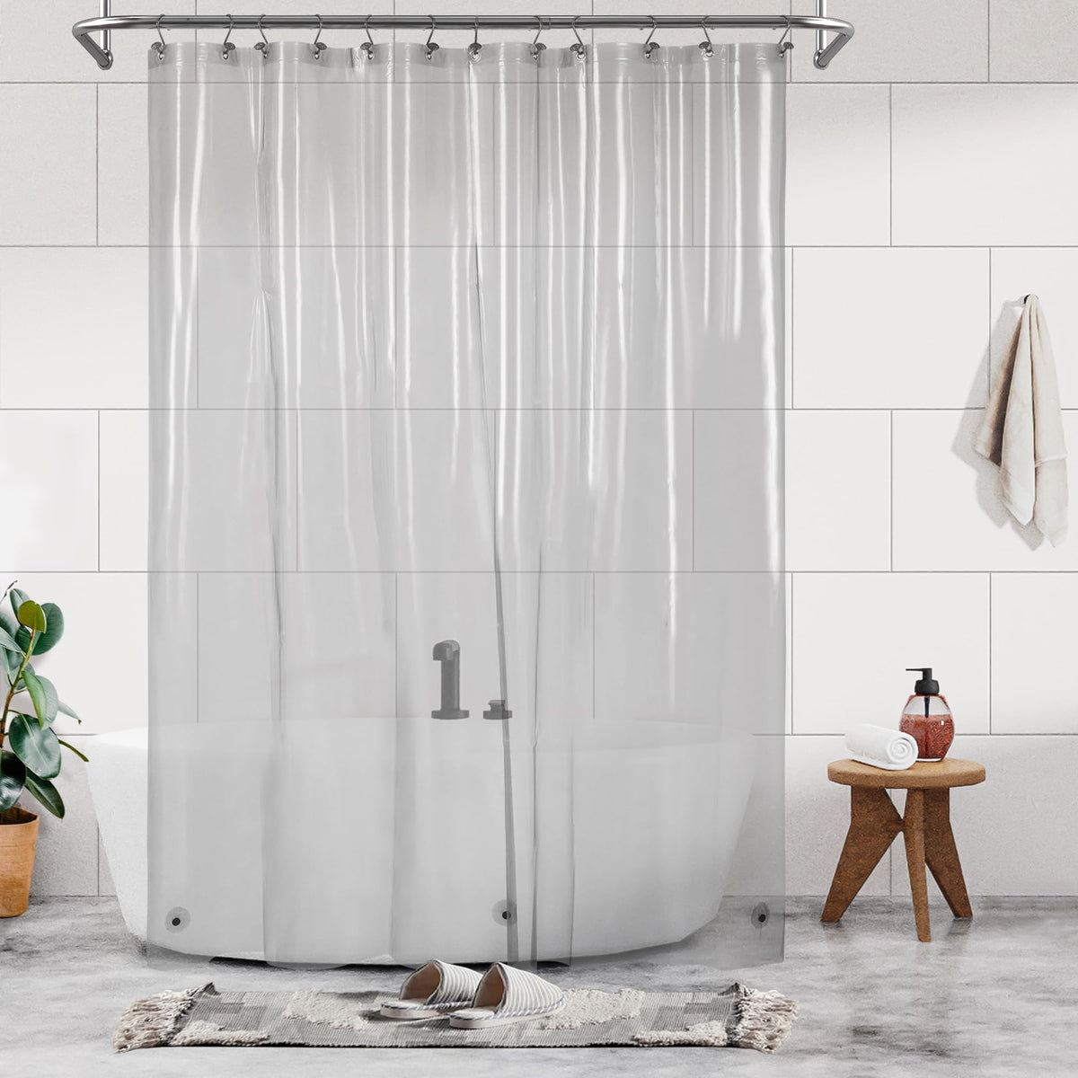 Barossa Design Oeko-tex Certified Shower Curtain Liner Standard Size, Clear