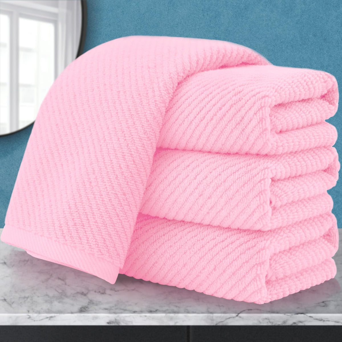 VOOVA & MOVAS 6PC Towel Set, 100% Cotton, Aqua Teal