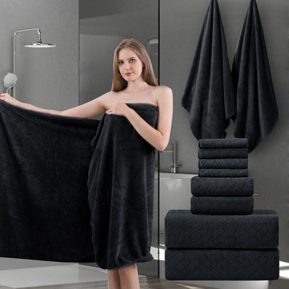 Ycosy 8-Piece Bath Towels Set,2 Oversized Bath Sheet,2 Hand Towels and 4 Washcloths - 600 GSM Soft Microfiber Highly Absorbent Quick Dry Shower Towel Collection for Bathroom Hotel and Spa,Mint Green