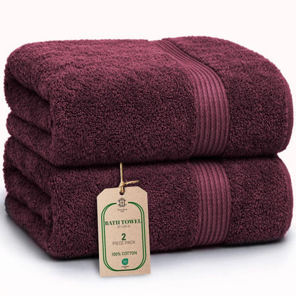Luxe 2-Piece Bath Towel Set – Large Soft Cotton Towels, Absorbent, Durable & Skin-Friendly, Machine Washable, 27 x 54 in (Sand)