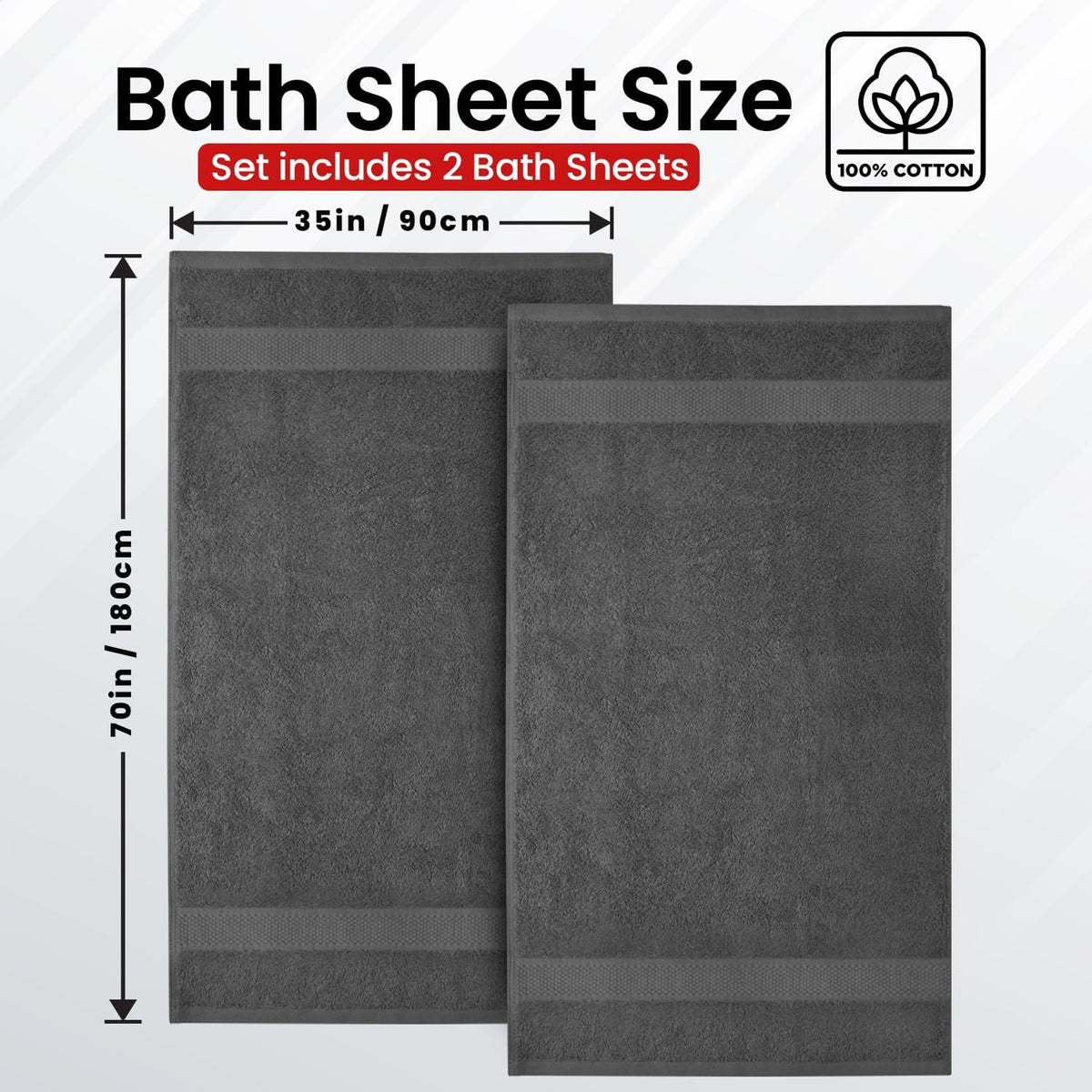 Infinitee Xclusives Bath Sheets Extra Large - 2 Pack - 600 GSM |35" x 70"|