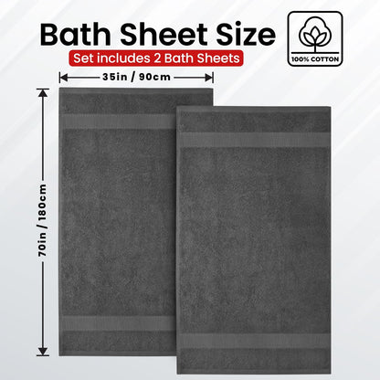 Infinitee Xclusives Bath Sheets Extra Large - 2 Pack - 600 GSM |35" x 70"|