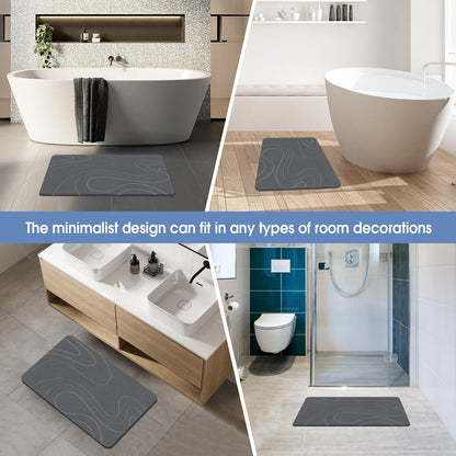 VEELOIM Stone Bath Mat, Diatomaceous Earth Bath Mat, Shower Mat Grey