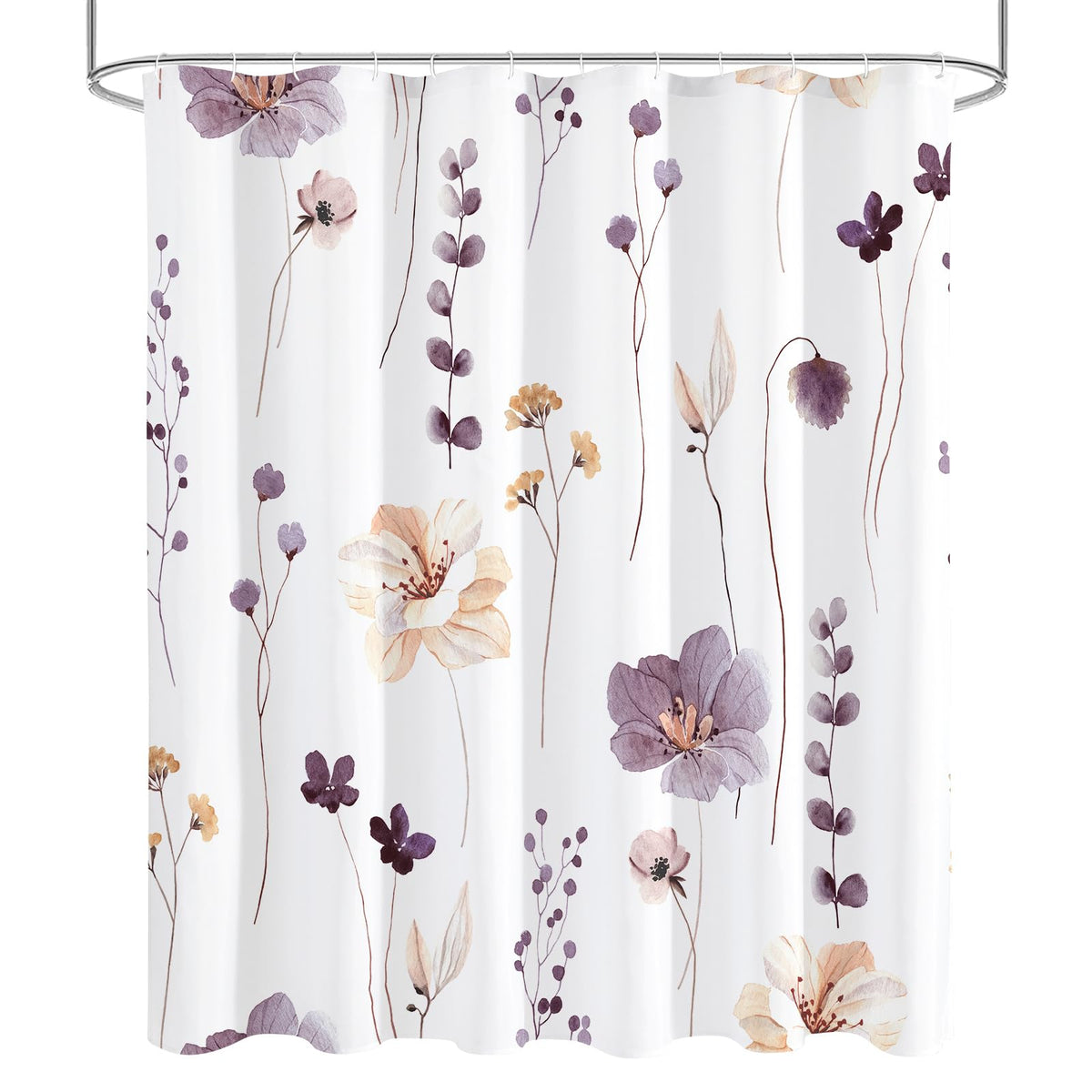 Gibelle Sage Green Beige Watercolor Floral Fabric Shower Curtain 72x72