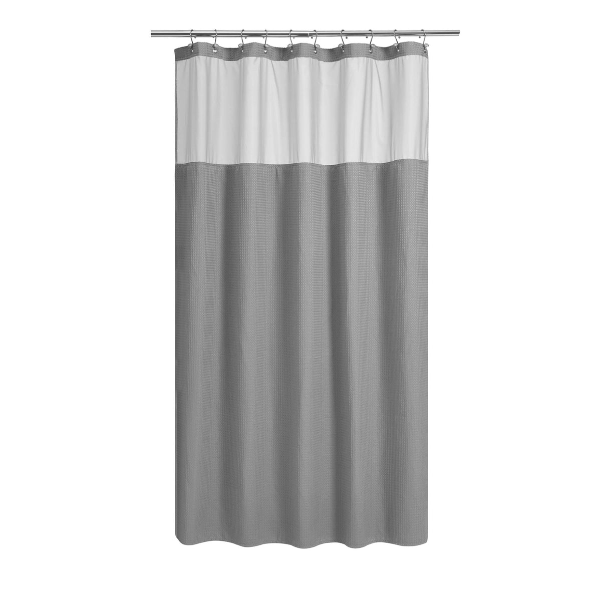 N&Y HOME Waffle Weave Shower Curtain with Snap-in Liner Set White, 71x72