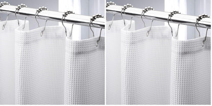 AmazerBath White Shower Curtain Fabric, Waffle Shower Curtains for Bathroom, Cloth Shower Curtain Heavy Duty, Thick Bathroom Shower Curtains Hotel Quality, Premium Polyester, 72x72 Inches